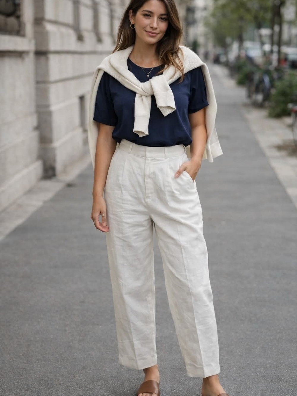 Zara NWT White High-Waisted Pleated Cotton Viscose Trousers Pants, Xsmall